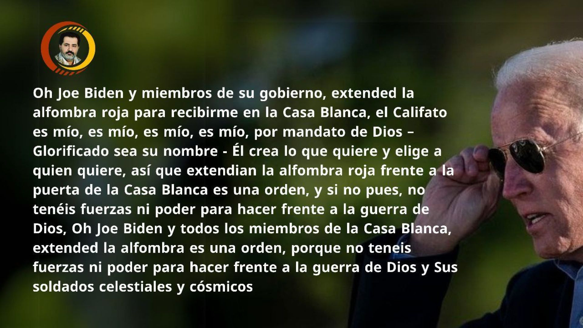 ⁣Oh Joe Biden y miembros de su gobierno, no tenéis fuerzas para hacer frente a la guerra de Dios