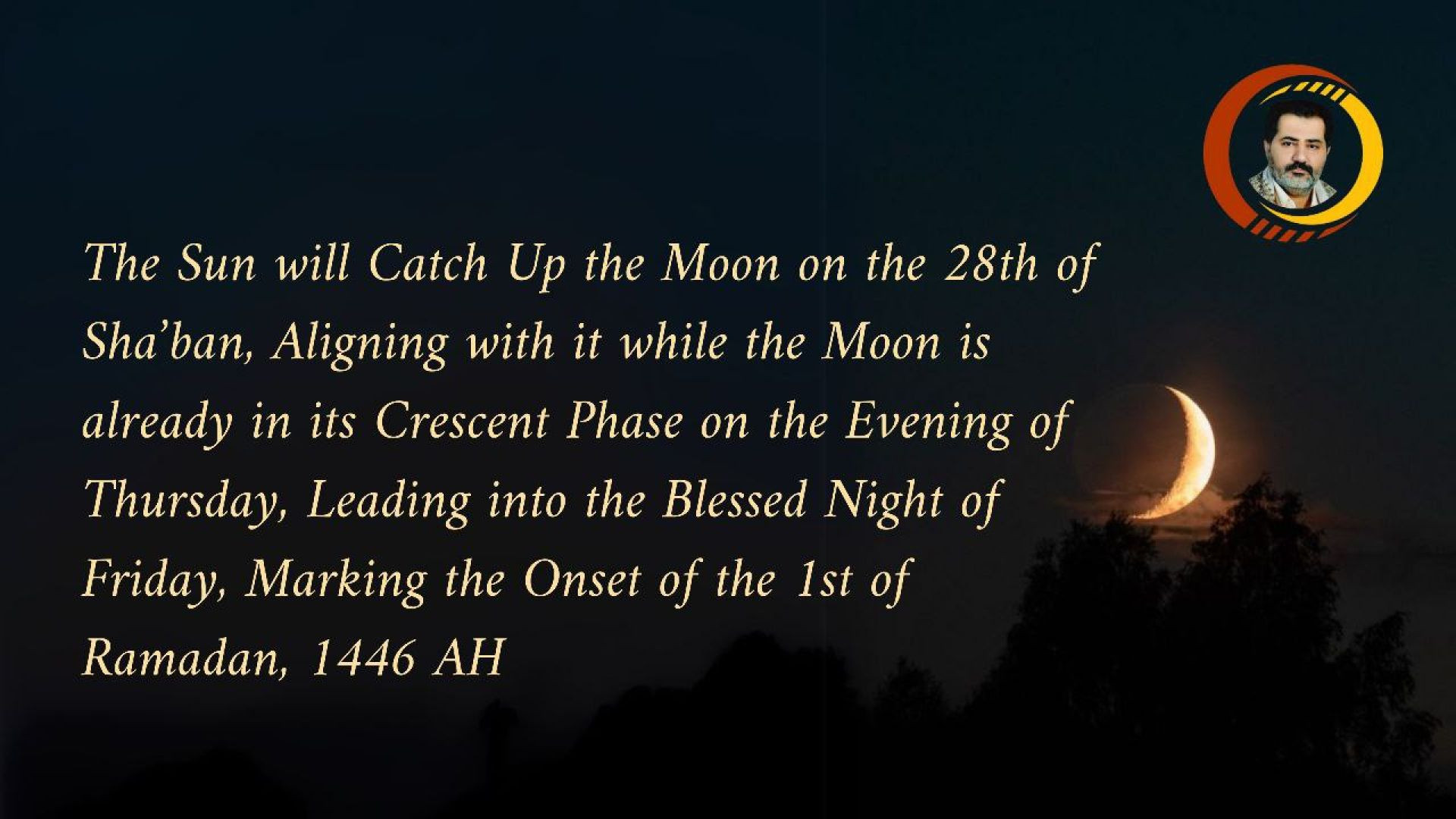 ⁣On Sha'ban 28, Thursday evening: Sun'll catch up & align with Moon while crescent, marking 1st Ramadan 1446